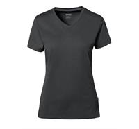 HAKRO Cotton Tec® Damen V-Shirt 169, 028 anthrazit - L