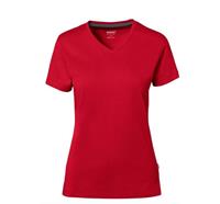 HAKRO Cotton Tec® Damen V-Shirt 169, 002 rot - L