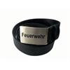 Ledergurt schwarz mit Schnalle "Feuerwehr" - 140 cm