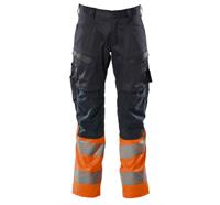MASCOT® ACCELERATE Pantalon haute visibilité orange/noirbleu - Grösse 76C50 (kurz)