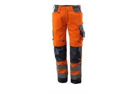 MASCOT® Pantalon de signalisation Kendal (Longueur d'entrejambe 82 cm orange/marine foncé)